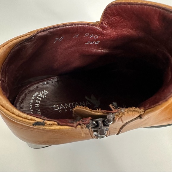 Vintage Santana Canada Waterproof Leather Camel Tan Chunky Square Toe Zip Boots - Picture 12 of 12